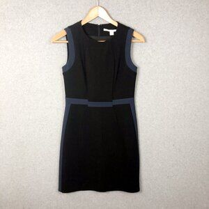 Diane Von Furstenberg Black Blue Colorblock Shift Career Dress Size 10